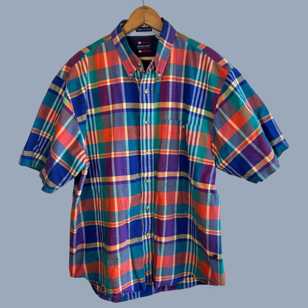 Vintage Y2K Bugle Boy Classic Plaid Button Down